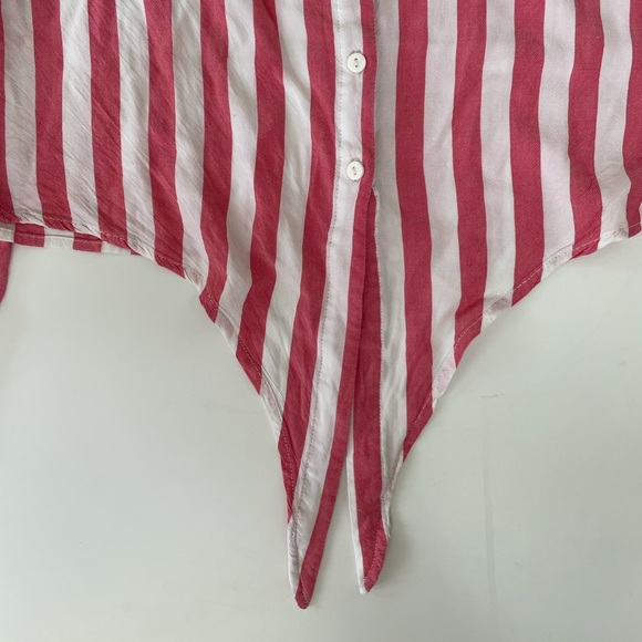 H & M Divided Tie-Front Red Striped Blouse US 8 - Picture 7 of 9